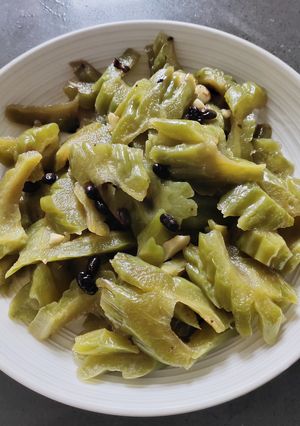 A picture of Stir-Fried Bitter Gourd with Tauci.