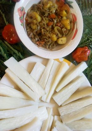 A picture of Yam and scrambled egg.