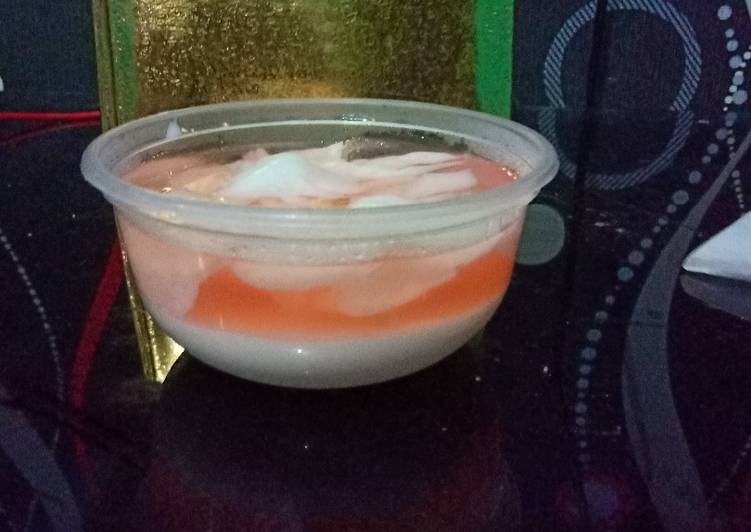 Resep masakan Jelly mangga isi kelapa muda(nutrijell) | Cara Bikin Jelly mangga isi kelapa muda(nutrijell) Yang Sedap
