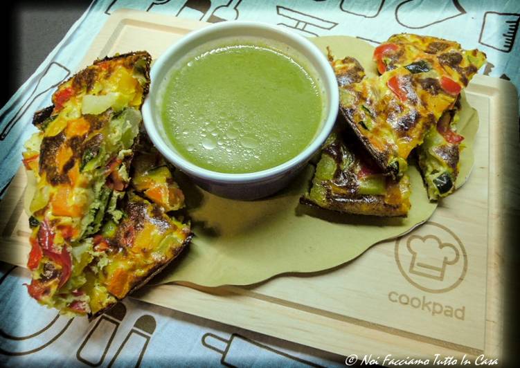 Frittata alle verdure dell'orto con Gazpacho di pomorori verdi e mele selvatiche