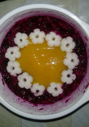 Foto resep Dragon fruit saus mangga topping puff