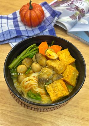 Hình của món Bún Nấm Rơm Nấu Chao Chay.