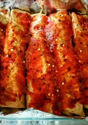 A picture of Whole wheat Spicy Turkey Enchiladas.