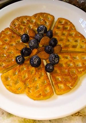 Una foto de Waffles de avena