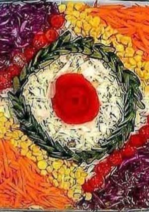 عکسی از دستور ایده تزئین سالاد کلم یا سالاد الویه🥗