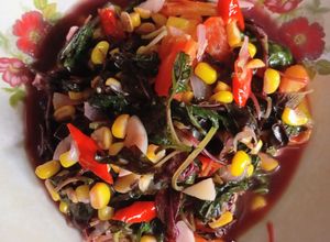 Foto resep Tumis Bayam Merah Jagung Manis