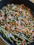 Fried Green Beans with Ham & Radish Greens