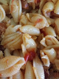 O poză a rețetei Paste cu praz și ardei copt!.