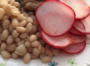 Una foto de Panamito con pescado frito y ensalada de rabanito 🐟✨