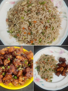 வெஜ் ஃபிரைட் ரைஸ்,கோபி மஞ்சூரியன் (veg fried rice, Gobi Manchurian recipe in tamil) செய்முறை முக்கிய புகைப்படம்