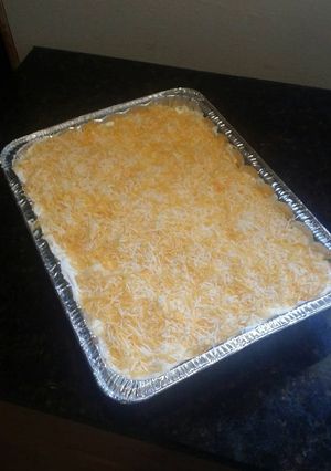 A picture of Brad's seven layer dip to feed an army.