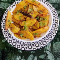 Schezwan Potatoes /Mustang Aloo fry/Nepali Timur Aloo Masala A picture of Schezwan Potatoes /Mustang Aloo fry/Nepali Timur Aloo Masala.