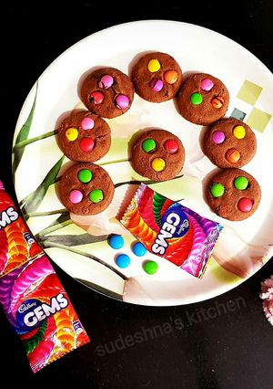 A picture of Gems choco-chip Cookies ❤️.