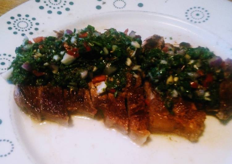 Recipe of Perfect Sirloin Steak with Chimichurri dressing