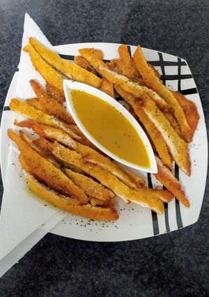 Una foto de Lágrimas de pollo con salsa de miel y mostaza