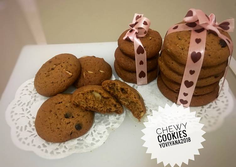 Cara Gampang Menyiapkan Chewy cookies chocolate almond🍪🍪 Anti Gagal