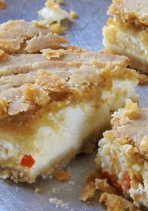 A picture of Feta Cheese Pie with Red Pepper & Zea Flour Phyllo Dough (ver. 7).