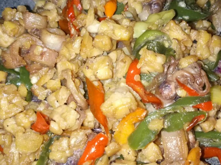 Cara Mudah Membuat Resep  Orek tempe cumi asin cabe ijo yang Lezat, Enak