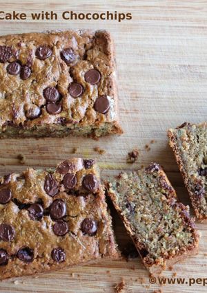 A picture of Eggless Zucchini Cake With Chocochips.