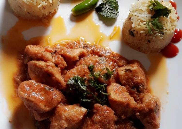 Easiest Way to Make Ultimate Butter chicken with garlic Rice