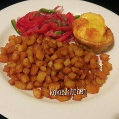 A picture of Cubed roast potatoes.