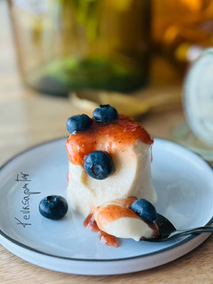 Una foto de Tarta de queso a baja temperatura Sous/vide 🫕 🫐 😍