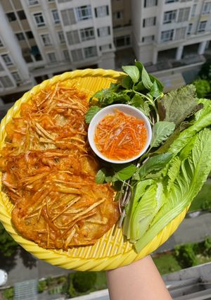 Hình của món Bánh tép chiên bột.