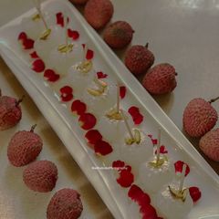 A picture of Lychee Sandesh.