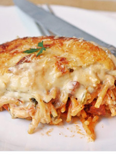 Una foto de Spaghetti con secreto al horno