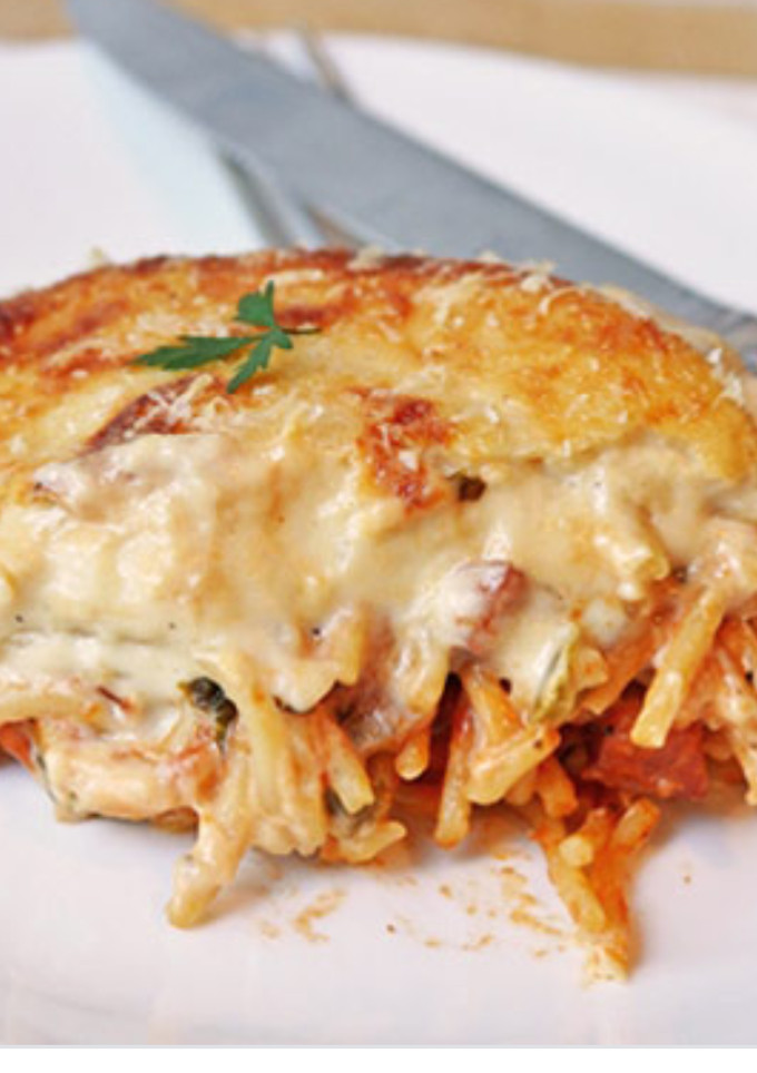 Una foto de Spaghetti con secreto al horno