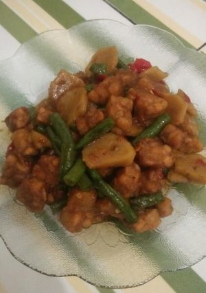 Foto resep Oseng tempe pentol kacang panjang