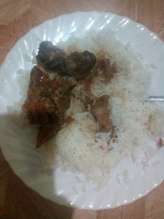 A picture of Rice and beef stew.