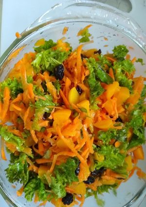 Una foto de Ensalada de durazno buen acompañamiento
