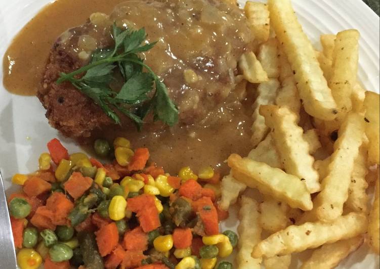 Chicken Cheddar Steak (Crispy Chicken Cheddar Steak with Black Pepper Sauce)πππ