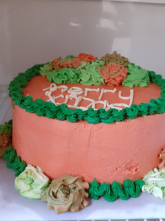 A picture of Lemon butter cream Christmas cake.