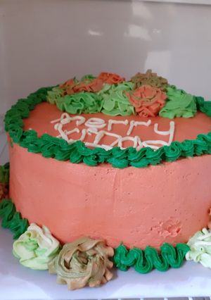 A picture of Lemon butter cream Christmas cake.