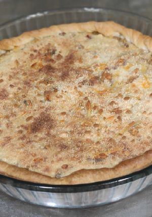 Una foto de Quiche lorraine de puerro, champiñón y bacon 🥮🥓🥬