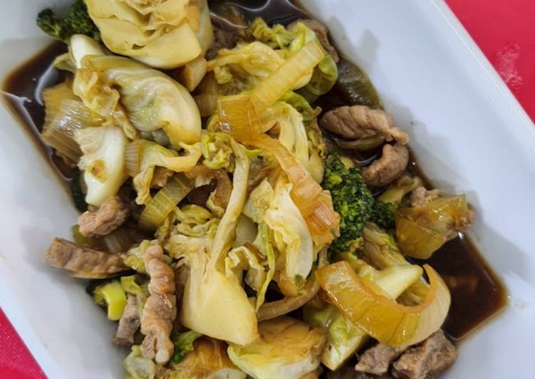 Bagaimana Menyiapkan Brussel Sprout Brocholi Beef Yakiniku (Diet Version), Lezat