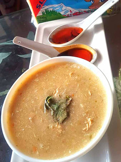 A picture of Chicken cheese soup🥣.