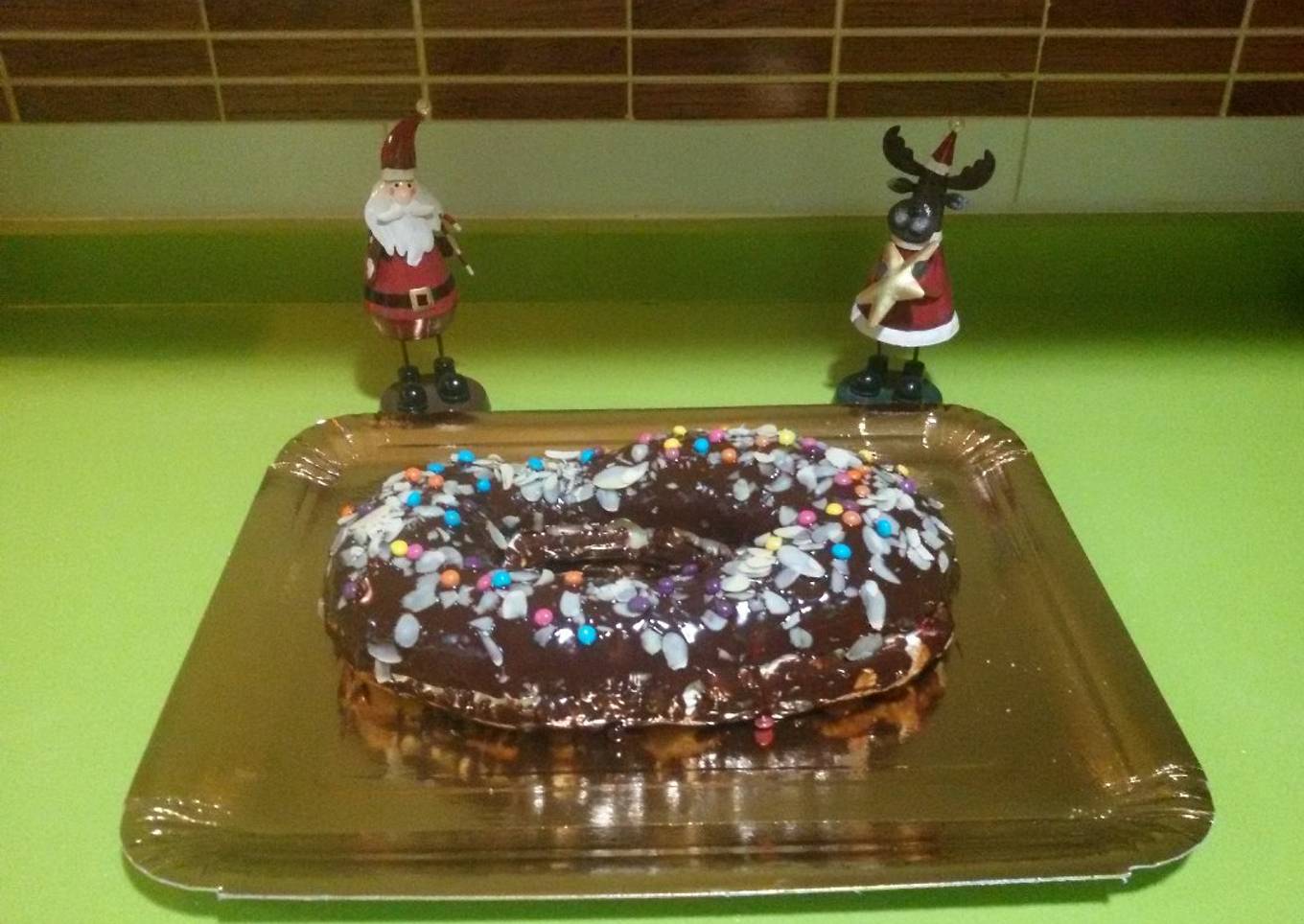 Roscón de reyes con cobertura de chocolate con thermomix