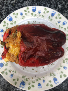 Una foto de 144. Pimientos rellenos de soja y arroz con reducción de Pedro Ximenez (principal verdura)