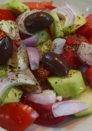 A picture of Greek Village Salad (Horiatiki).