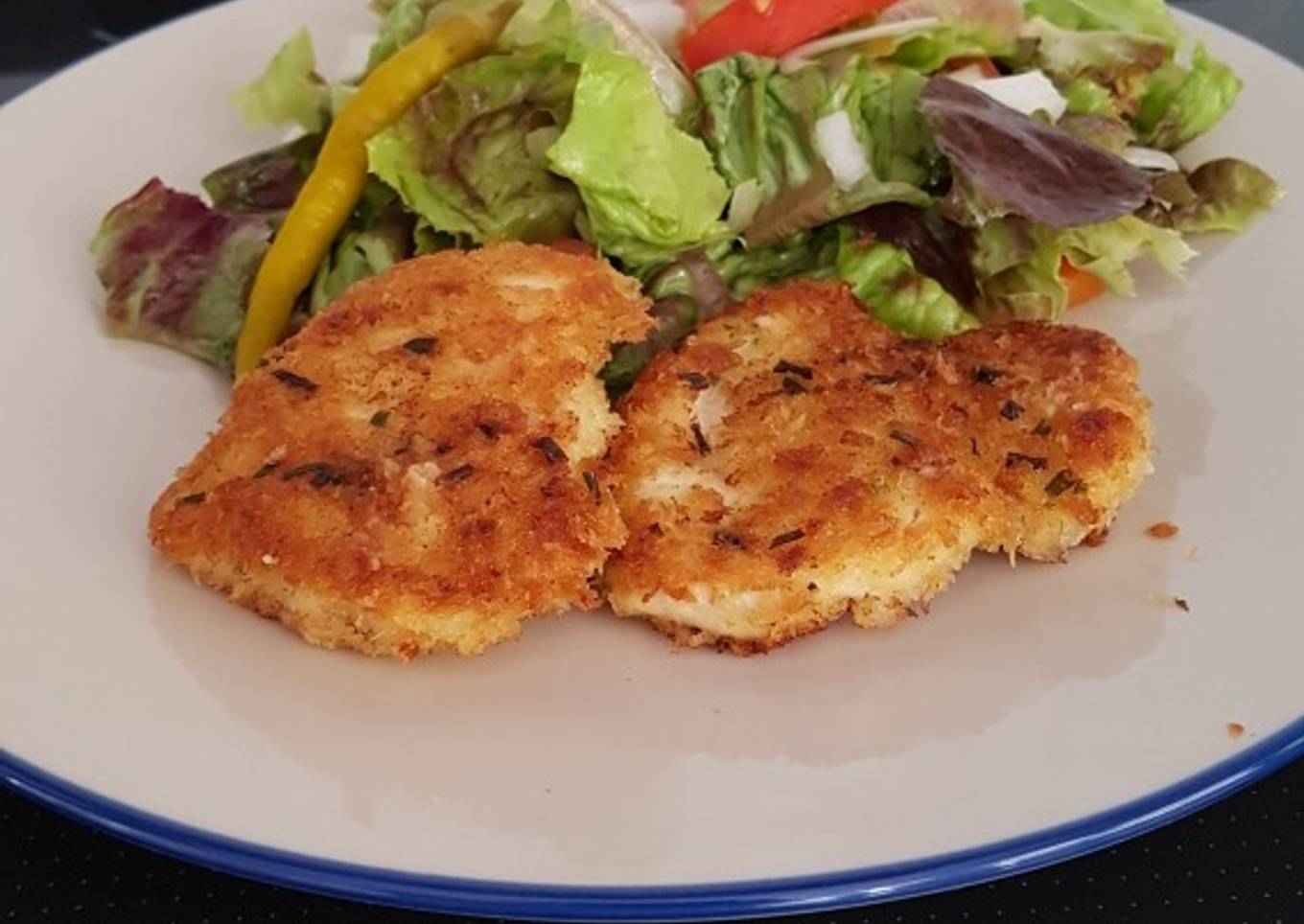 Pollo rebozado con panko y cebollino