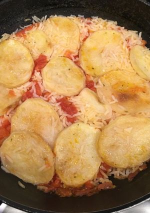 Una foto de Arroz con papas