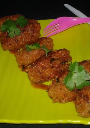 A picture of Chinese flavoured Poha cutlet.