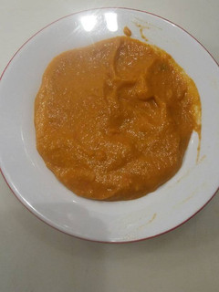 Una foto de Puré de Zanahoria, Judia plana y Yogur