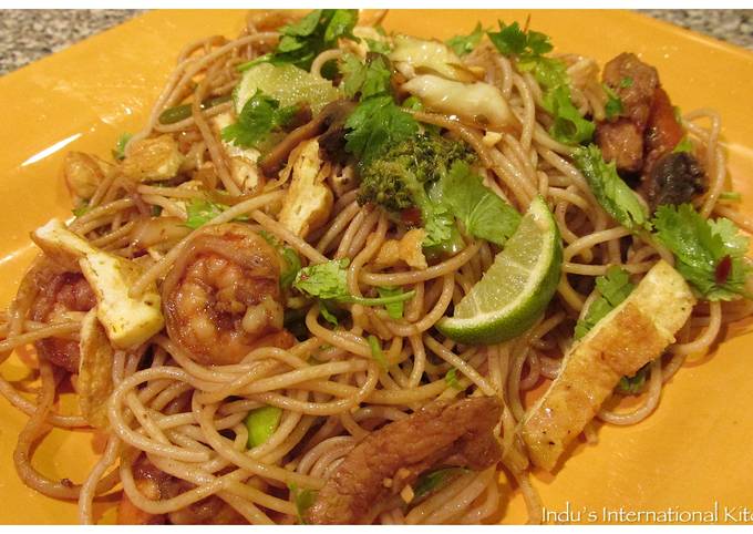 Pad Thai Style Noodles with Chicken and Shrimp