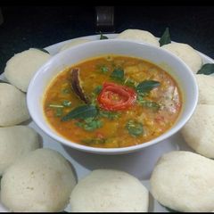 A picture of Idli sambar.