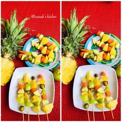 A picture of Fruit kebab🍍🥕🍏.