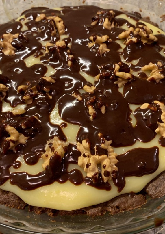 Una foto de Tarta muy fácil de chocolate y crema pastelera
